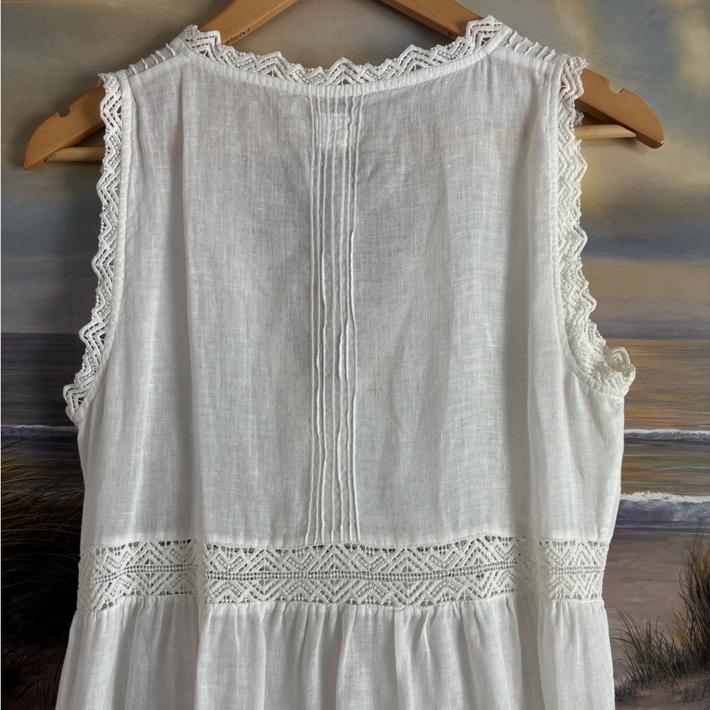 Sleeveless White Maxi Dress with Lace Trim - Picture 12 of 13